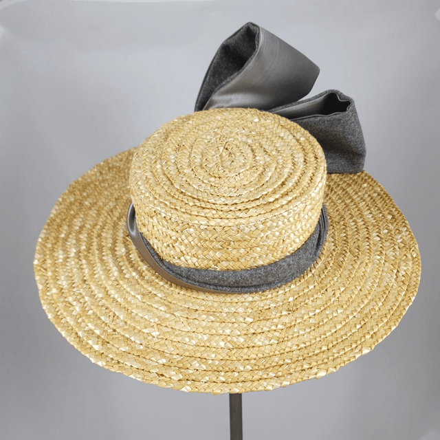 Midi canotier en paille cousue