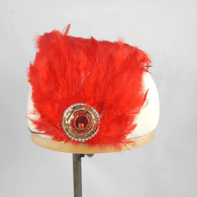 Fascinator bandeau en plumes rouges