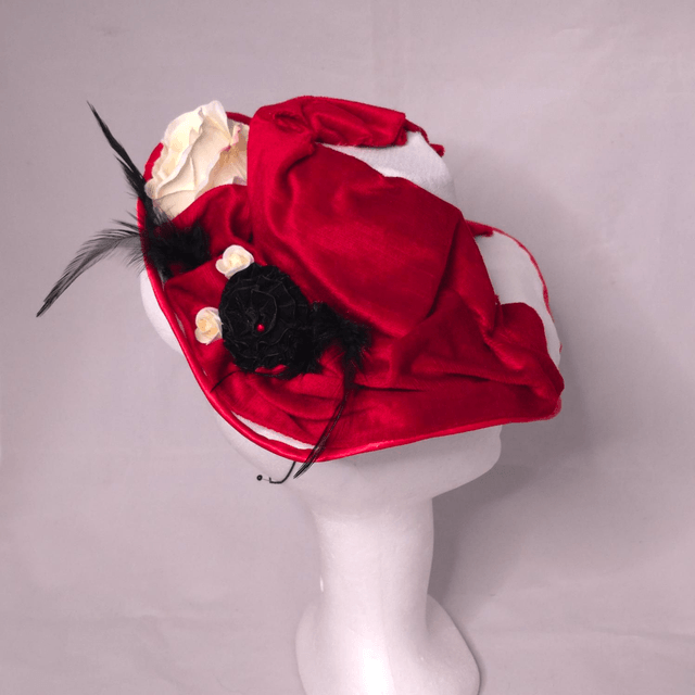 Midi Fedora en tissus rouge et blanc