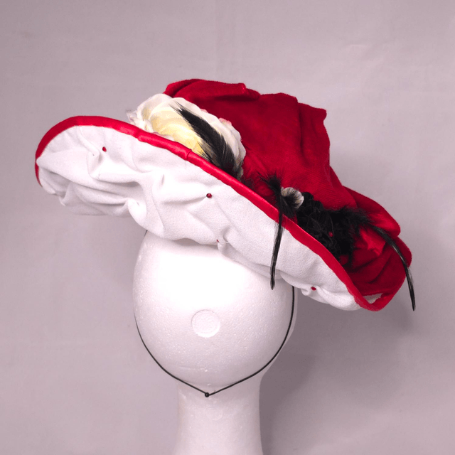 Midi Fedora en tissus rouge et blanc