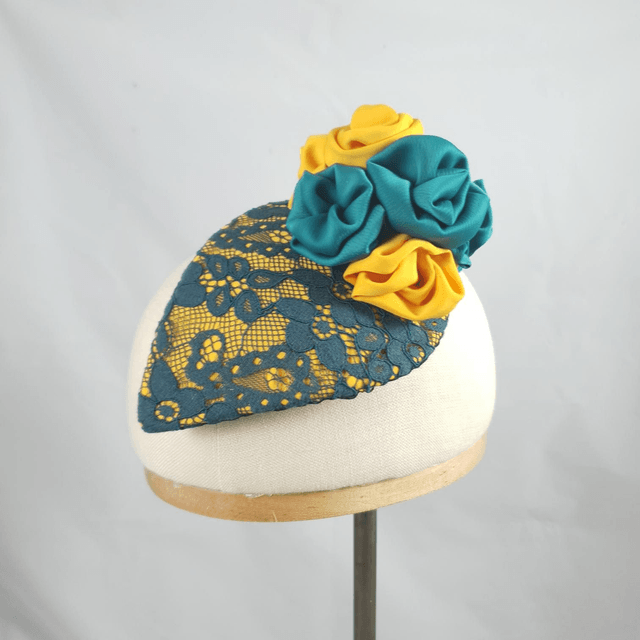 Fascinator goutte - moutarde et vert