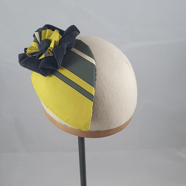 Fascinator goutte jaune et gris