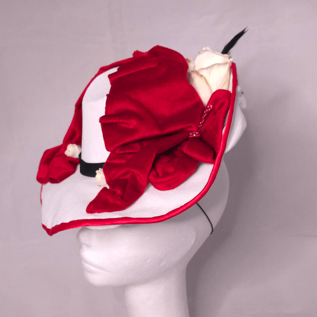 Midi Fedora en tissus rouge et blanc