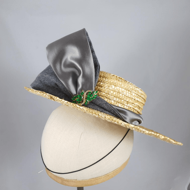 Midi canotier en paille cousue