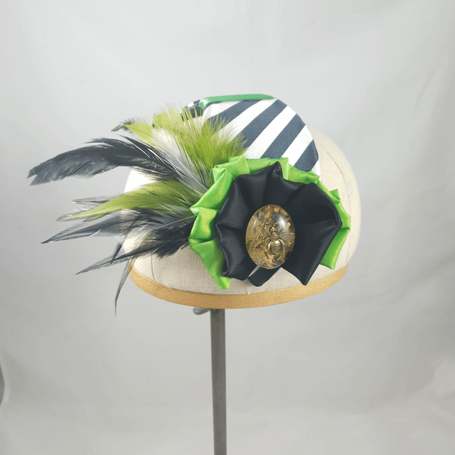 Fascinator bandeau ligné noir et blanc