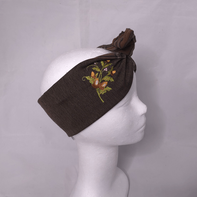 Bandeau retro en tissu - broderie automne