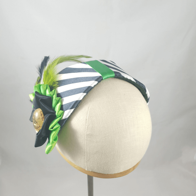 Fascinator bandeau ligné noir et blanc