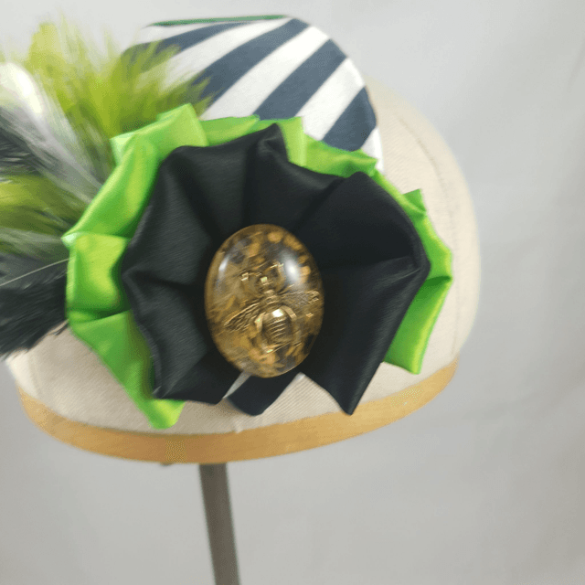 Fascinator bandeau ligné noir et blanc