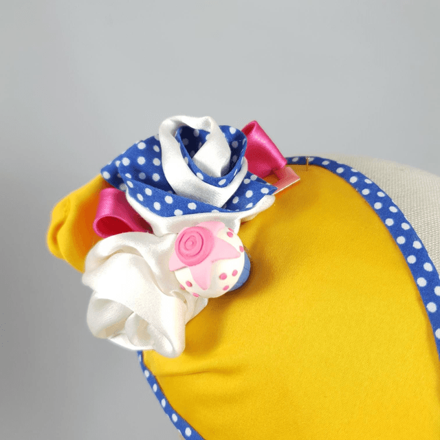 Fascinator pin up jaune et bleu