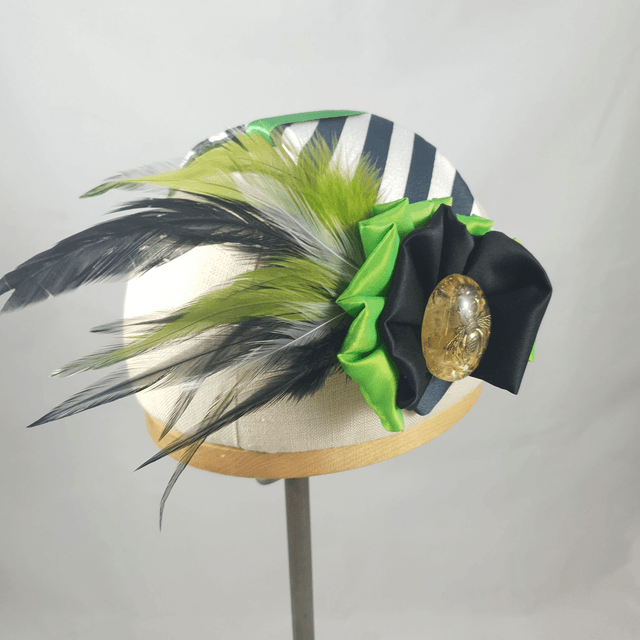Fascinator bandeau ligné noir et blanc