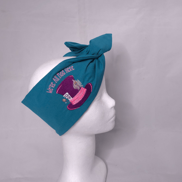 Bandeau retro en tissu - brodé Mad Hatter