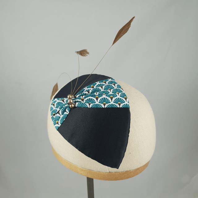 Fascinator goutte noir et bleu