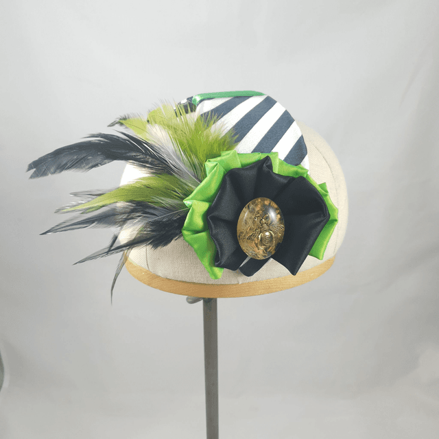 Fascinator bandeau ligné noir et blanc